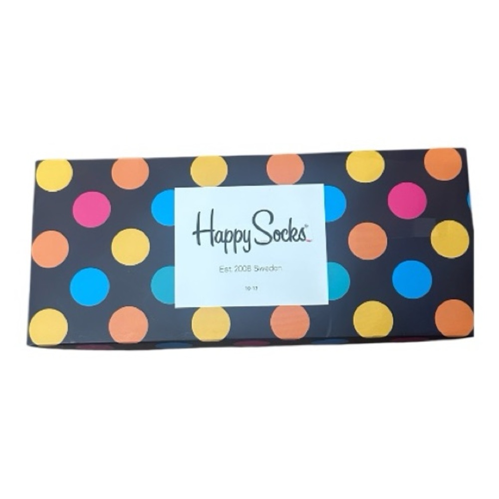 Happy Socks Vibrant Big Polka Dot Gift Box 4pk Fun Festive Size 10-13
